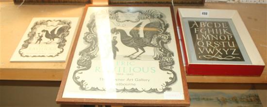 Eric Ravilious poster & programme  Eric Gill framed alphabet